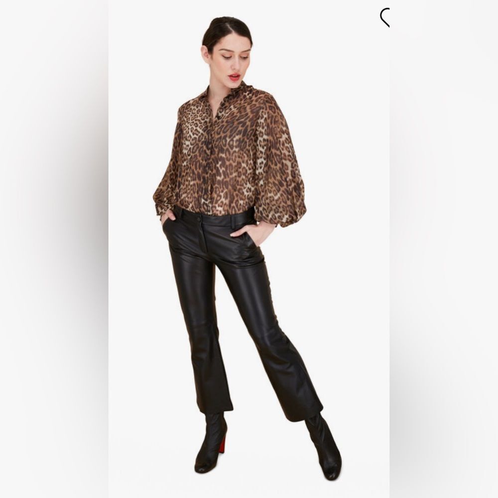 Nili Lotan Caden Lambskin Soft Leather Crop Pants Black Size 4 Brand NEW NWT